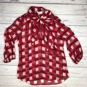 Diane von Furstenburg Silk Window Pane Blouse